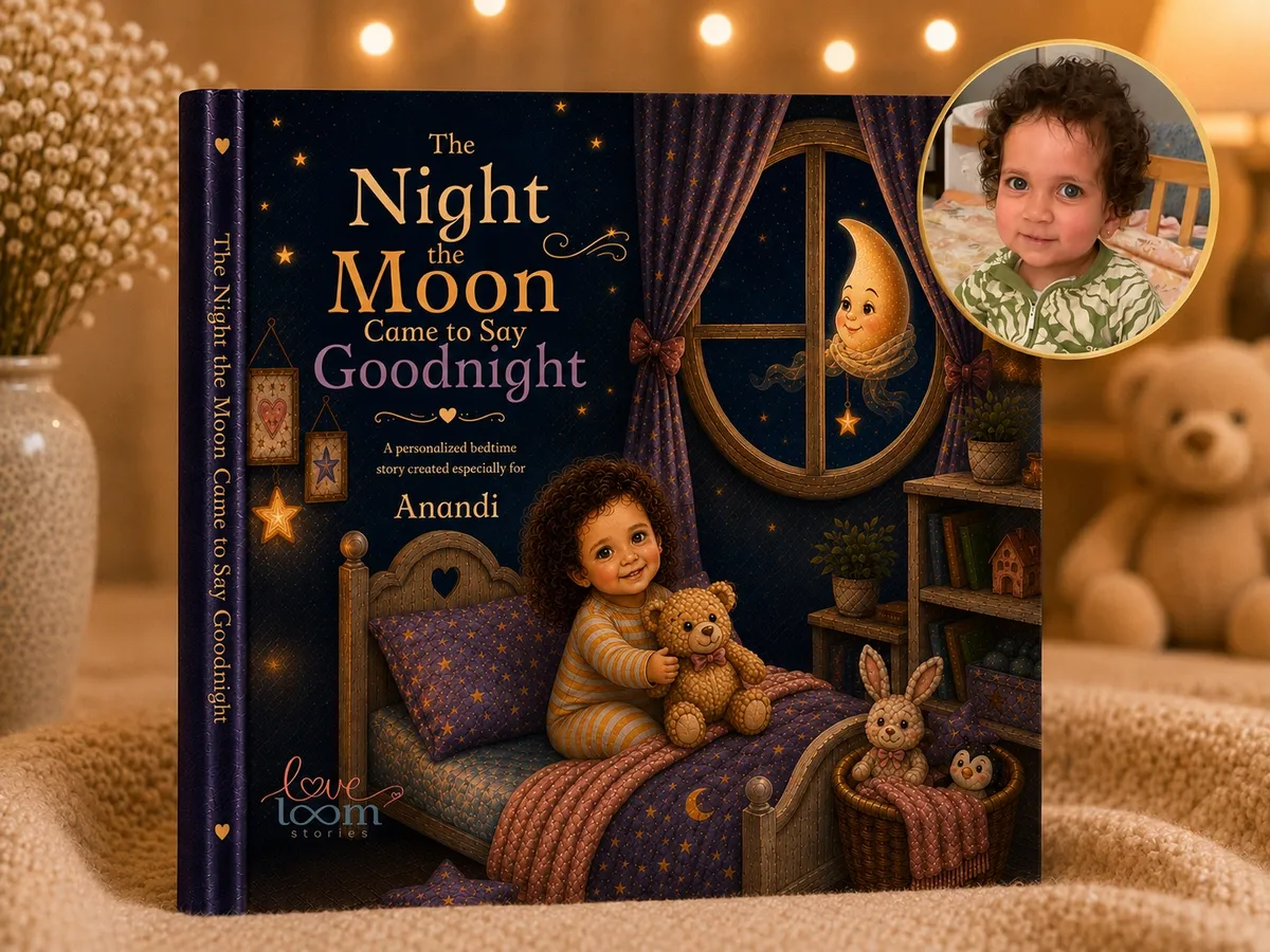 Personalised hardcover cover showing another child's photograph on the front